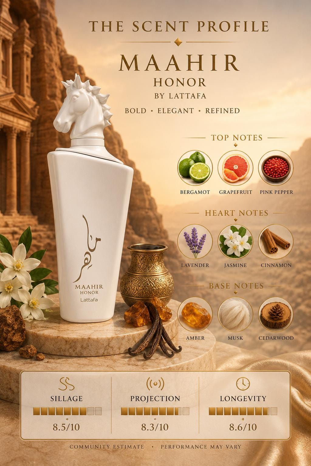 Lattafa Maahir Honor EDP 100ml | Citrus, Mint & Moringa