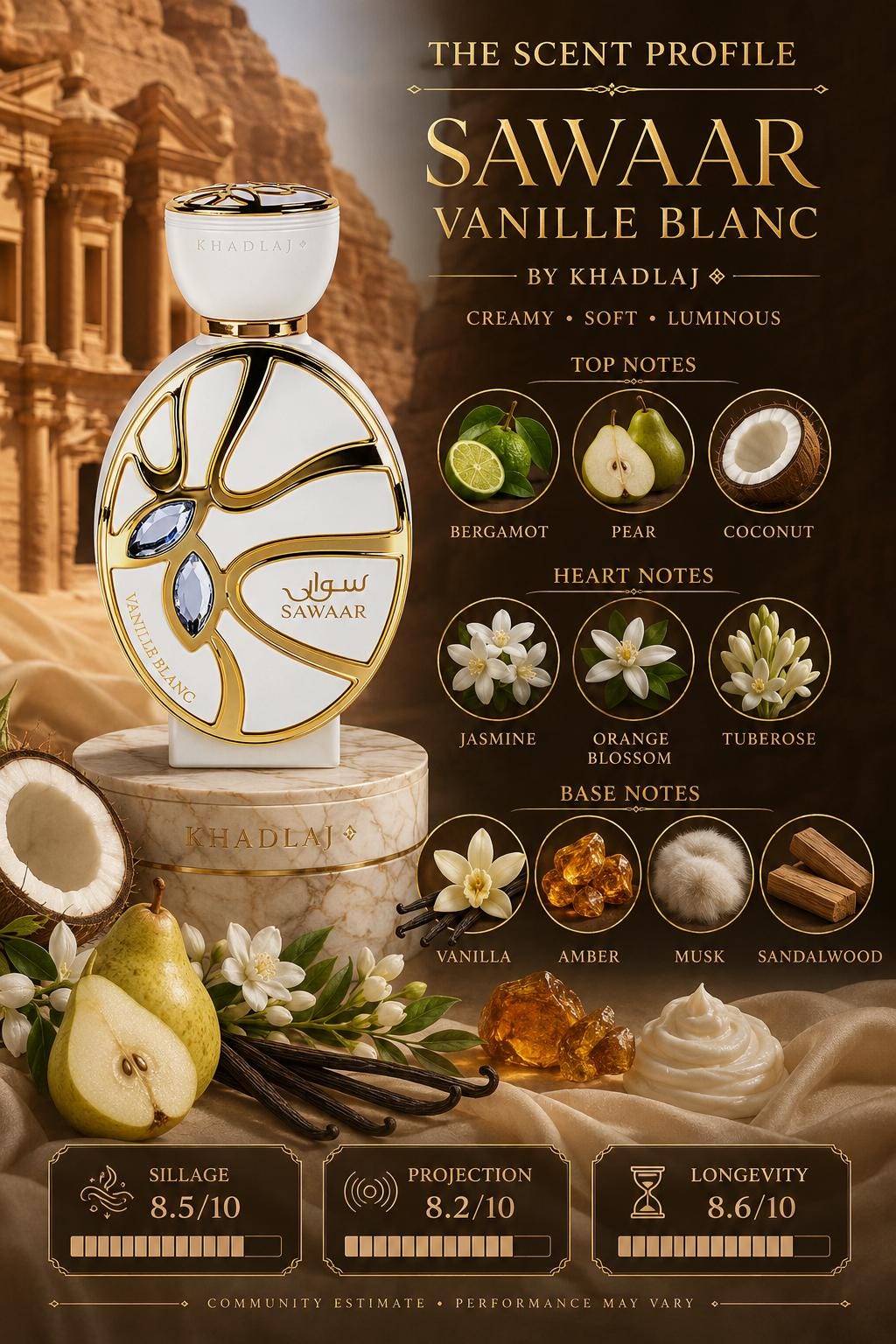 Khadlaj Sawaar Vanille Blanc Extrait 100ml | Creamy Vanilla & Apple