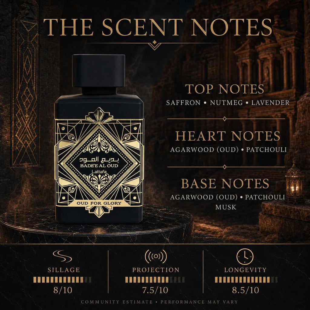 Badee Al Oud Glory 100ml Eau de Parfum | Saffron, Oud, Patchouli Unisex Arabian Perfume